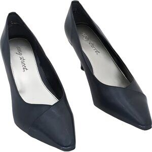 Easy Street Women's Navy Chiffon Pointed Toe Pumps, Size 7W